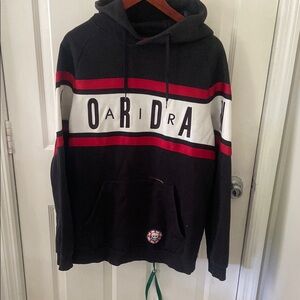Jordan Black Hoodie with Red and White Stripe Panel